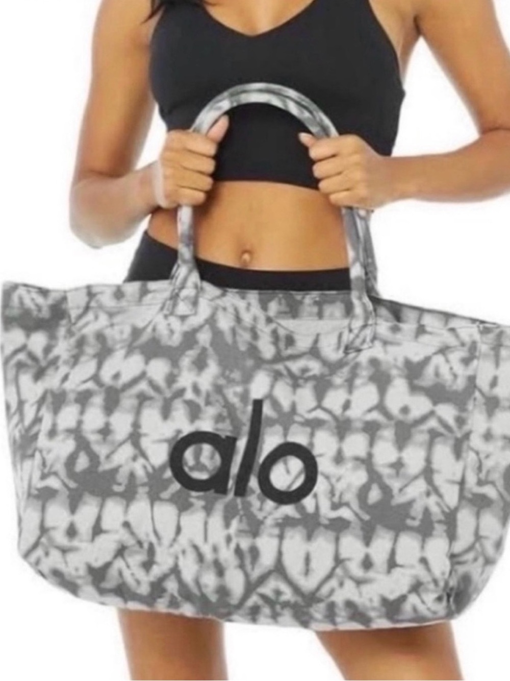 ALO Yoga Gray Tie-Dye Tote Bag